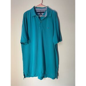 Tommy Hilfiger Mens XL Classic Fit Aqua Blue Short Sleeve Polo Shirt